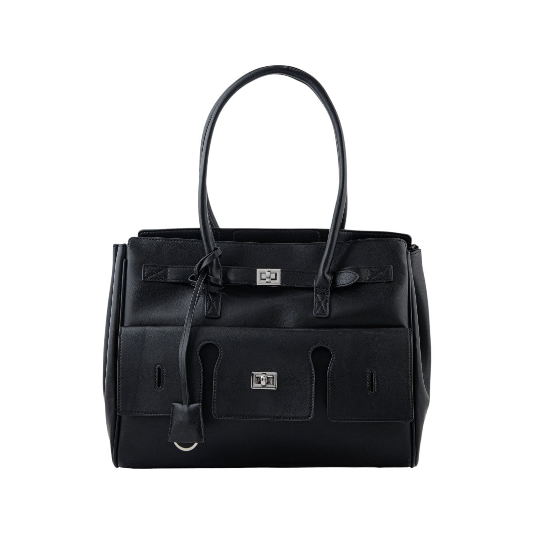 Glave Faux Leather Structured Shoulder Bag with Polyester Lining