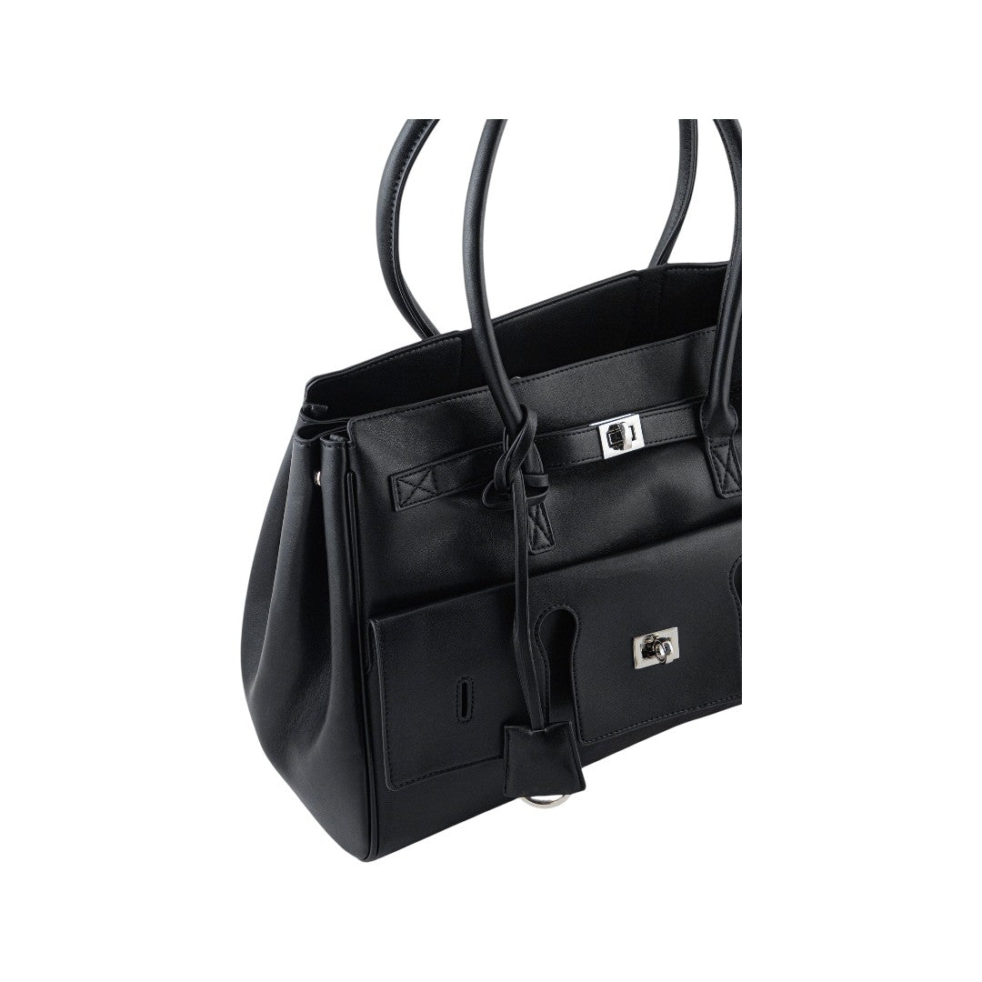 Glave Faux Leather Structured Shoulder Bag with Polyester Lining