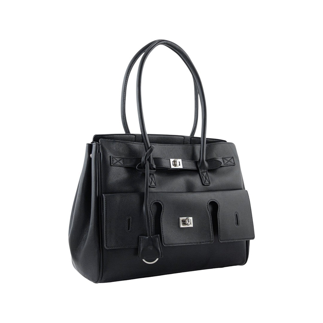 Glave Faux Leather Structured Shoulder Bag with Polyester Lining