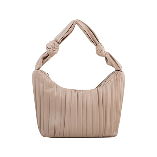 Glave Beige Woven Hand Bag  Faux Leather Design
