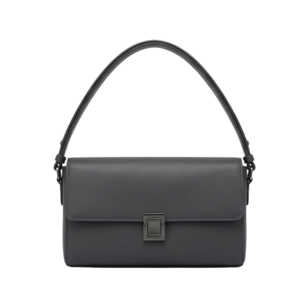 Glave Structured Charcoal Grey Boxy Shoulder Bag Matte